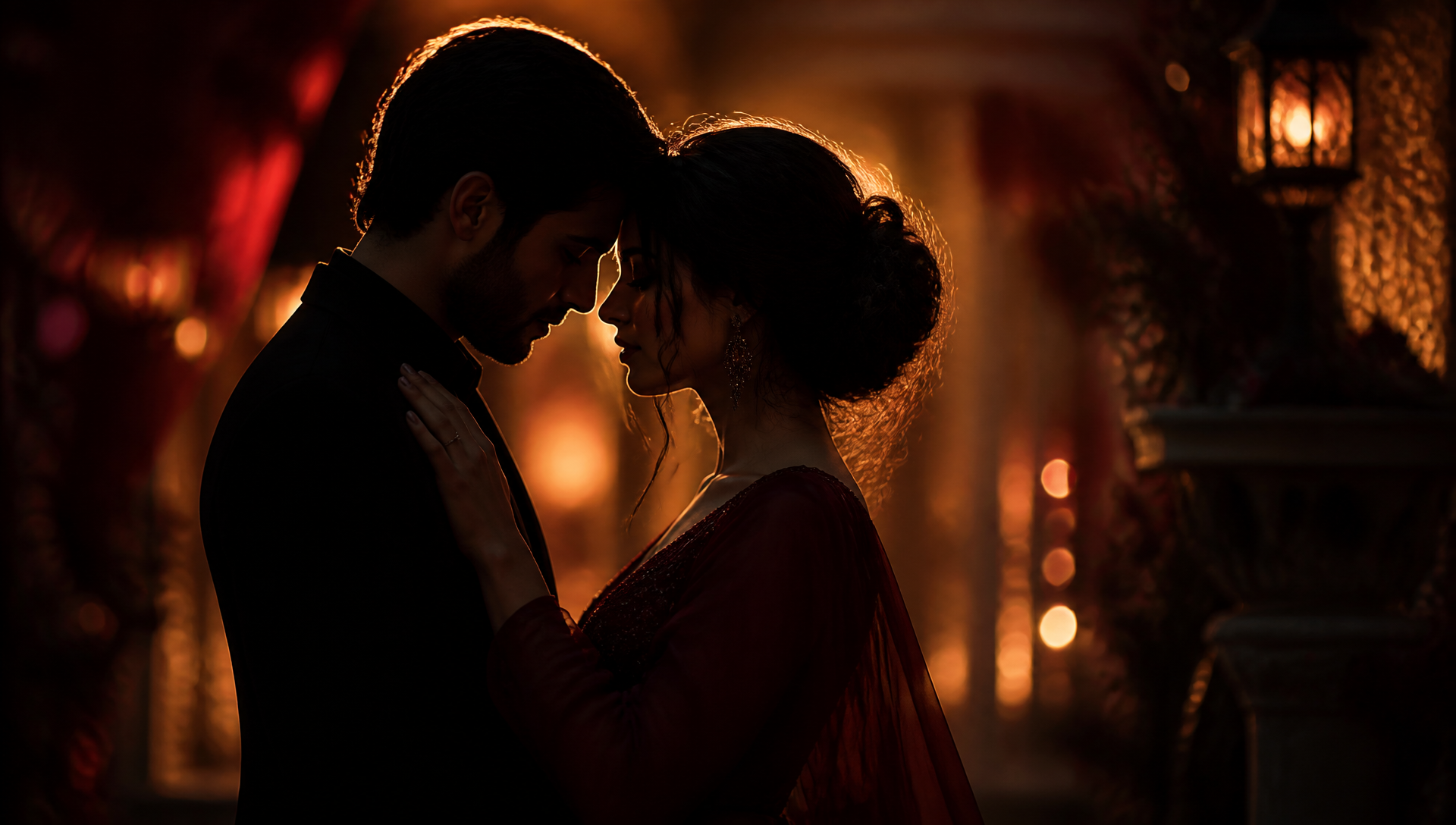 Casal romântico em cenário turco, ilustrando o acervo de novelas